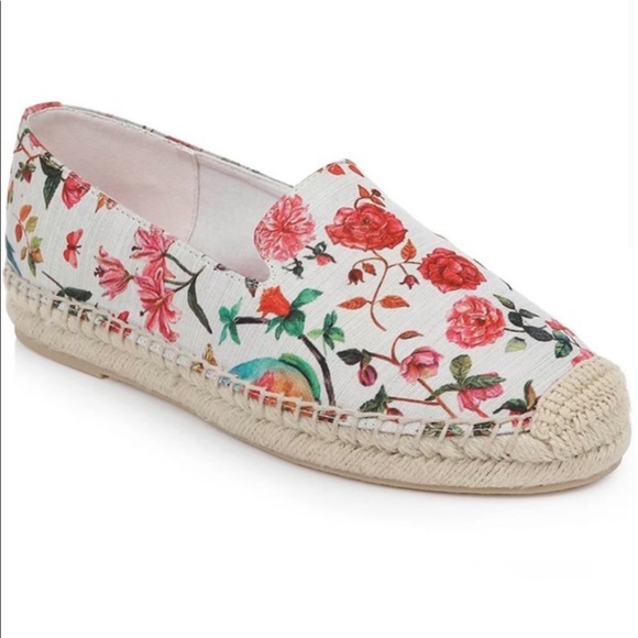 NWT size 7 floral print bohemian pink and white colorful bird flat loafers - Picture 7 of 11